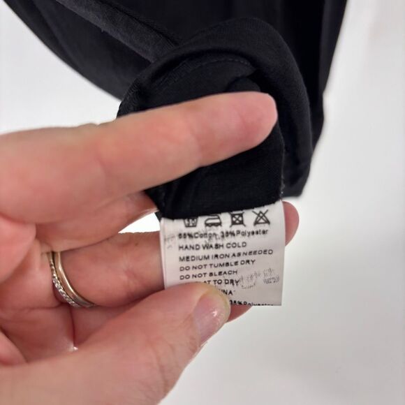 Meaneor Women's Black Lace Raglan Short Sleeve Casual T-Shirt NWT - Picture 4 of 5